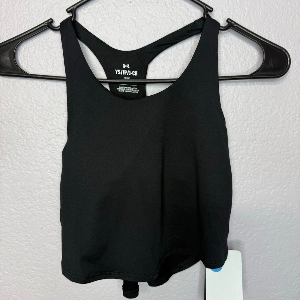 Under Armour Girls YS Motion Loose 2-in-1 Tank Top Black NWT Racerback